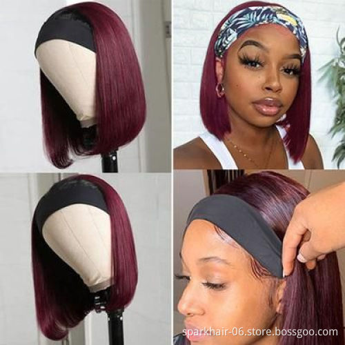 Wholesale Headband Wig Human Hair For Black Women,Colored Remy Human Hair Headband Wig,Headband Kinky Ponytail Human Hair Wig